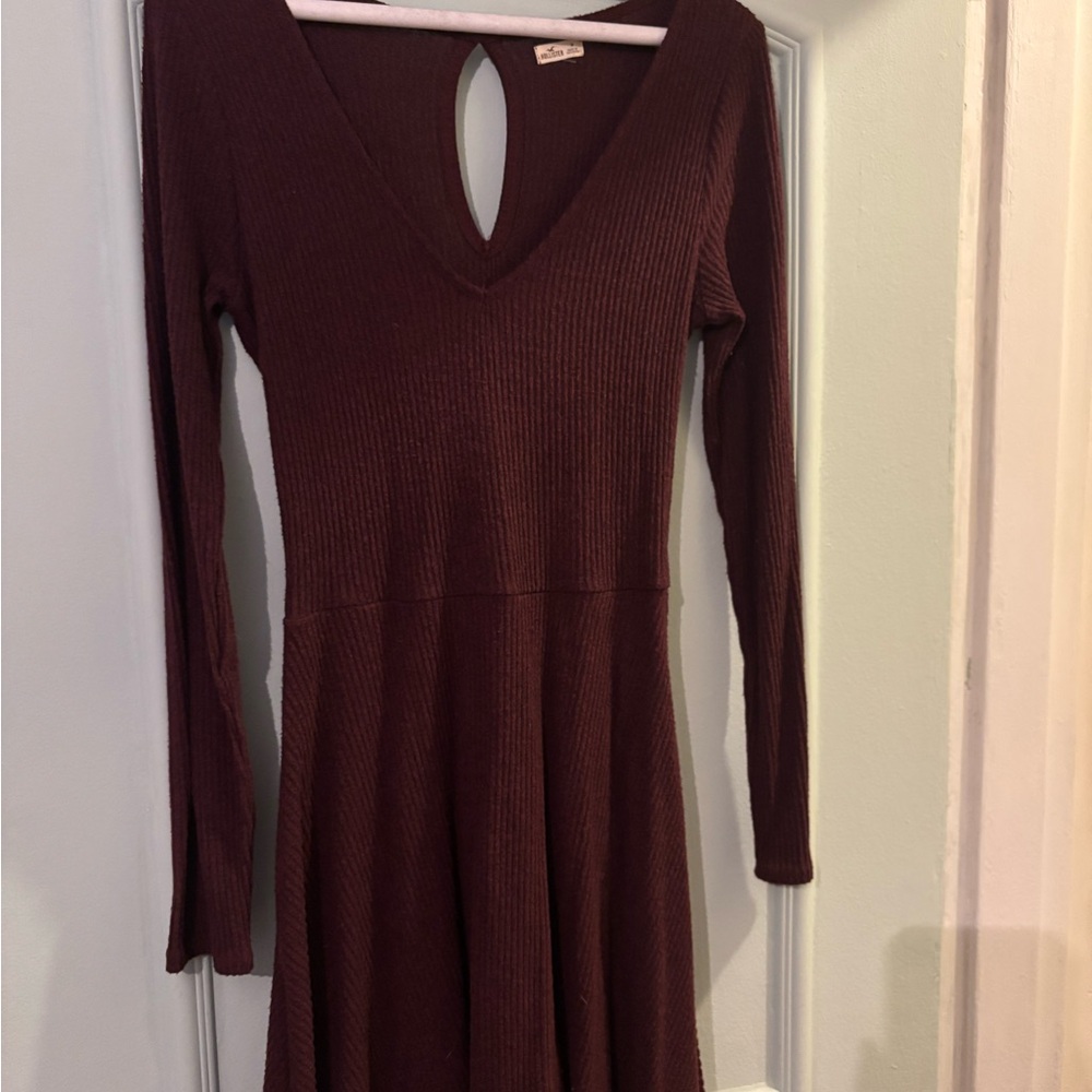 Hollister Deep Maroon Long Sleeve Dress
